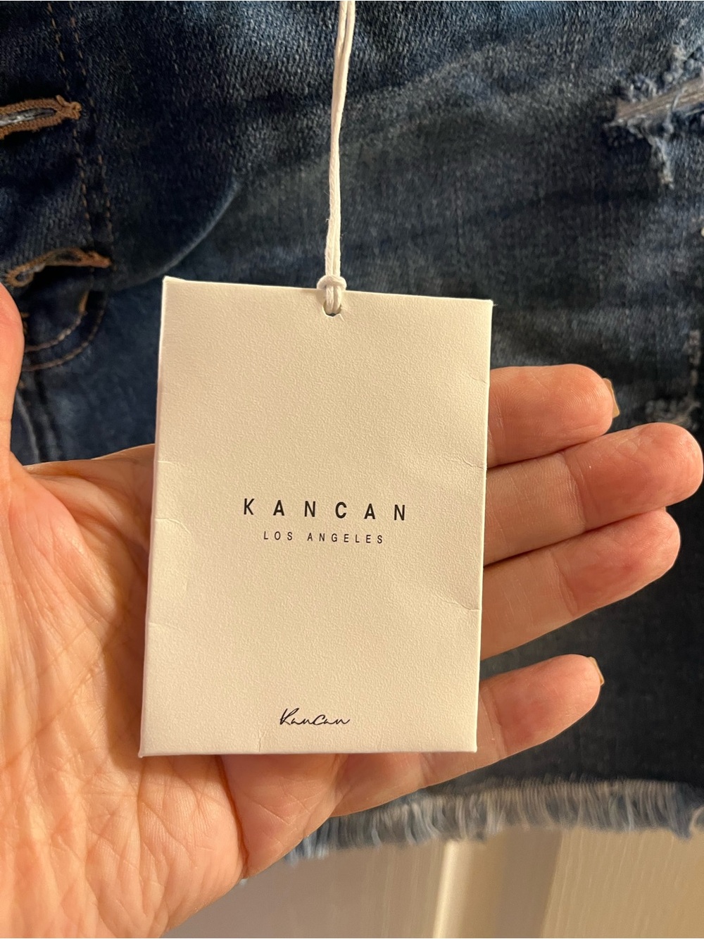 KanCan Mid-Rise Distressed Button-Fly Denim Shorts - Blue - Picture 4 of 4